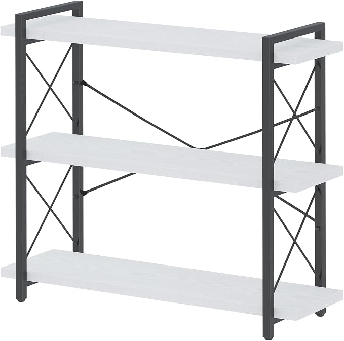 HCHQHS Bookshelf, 3-Tier Industrial Bookcase, Open Book Shelf, Freestanding - Image 7