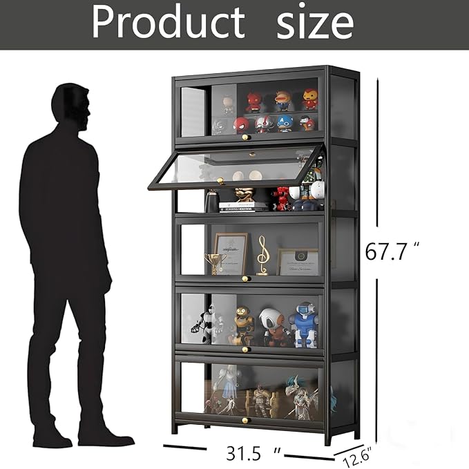 Display Cabinet with Acrylic Door, 5-Tier Curio Display Cabinet, Display Case - Image 2