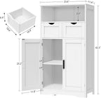 Iwell Bathroom Cabinet with Doors and Drawers, Freestanding Bathroom Storage - Image 3