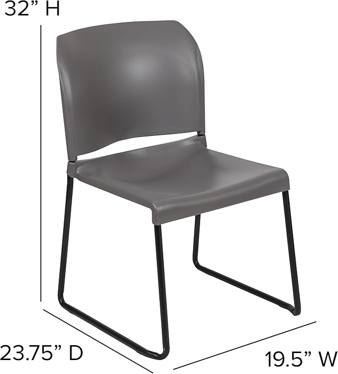 Flash Furniture HERCULES Series 880 lb. Capacity Gray Full Back Contoured Stack - Image 3