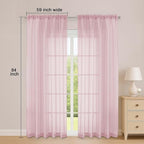Sheer Curtains 84 Inches Long 2 Panels Set, Sheer Blush Curtains - Image 2