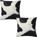 Western Cow Print Black and White Pillow Covers 20x20 Set of 2, Cowfur Print by Tebjh