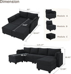 Huatean Home 114.17" Modular Sectional Sofa, 6 Seat Sectional Couches - Image 2