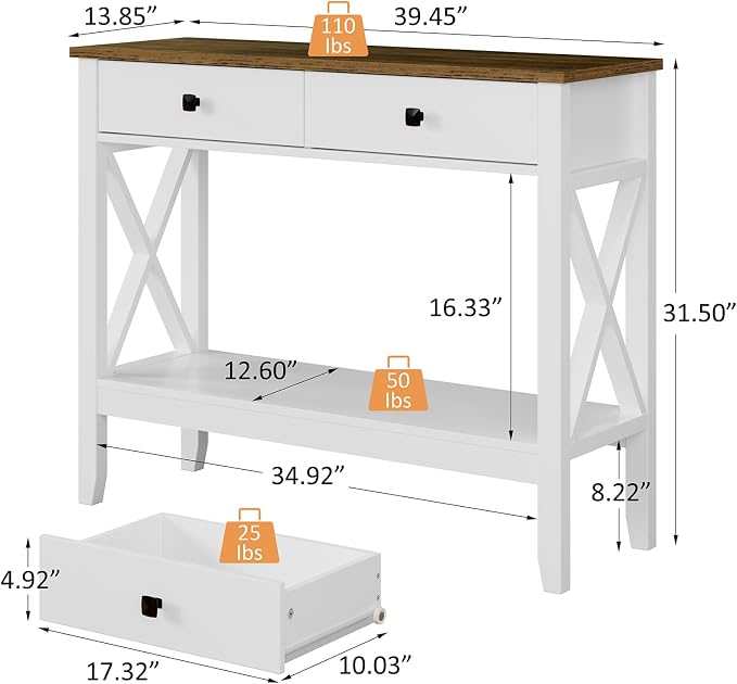 Lomojo Console Table, Sofa Table 13.8" D x 39.37" W x 31.5" HEntryway Table - Image 3