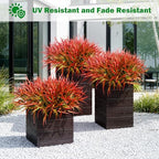 Uieke 12PCS Artificial Grass Plants Outdoor, Fake Grass Stems, Autumn Red - Image 5