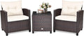 COSTWAY 3PCS Patio Furniture Set, PE Rattan Wicker Sofa w/Washable Cushion and by COSTWAY
