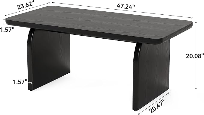LITTLE TREE Farmhouse Coffee Table, 47 Inches Wooden Center Tables - Image 7