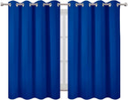 Blackout Curtains 66 x 54 Inch Long Royal Blue Curtains Set of 2 Panels Room - Image 2