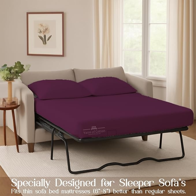 Sleeper Sofa Bed Sheet, 100% Cotton 400 Thread Count, 4 Piece Set, Deep Pocket - Image 3