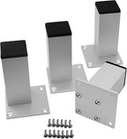 4Pcs 4Inch Metal Furniture Legs, Square Metal Cabinet Support Foot by Qiveno