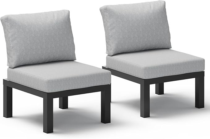 Aluminum Outdoor Patio Sofa Set, 2 Seats Modular Sectional Single Seat Sofa by Oasbira