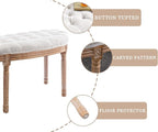 Kmax 55" Upholstered Bench Tufted Fabric Bench Vintage Semi-Circle Entryway - Image 5