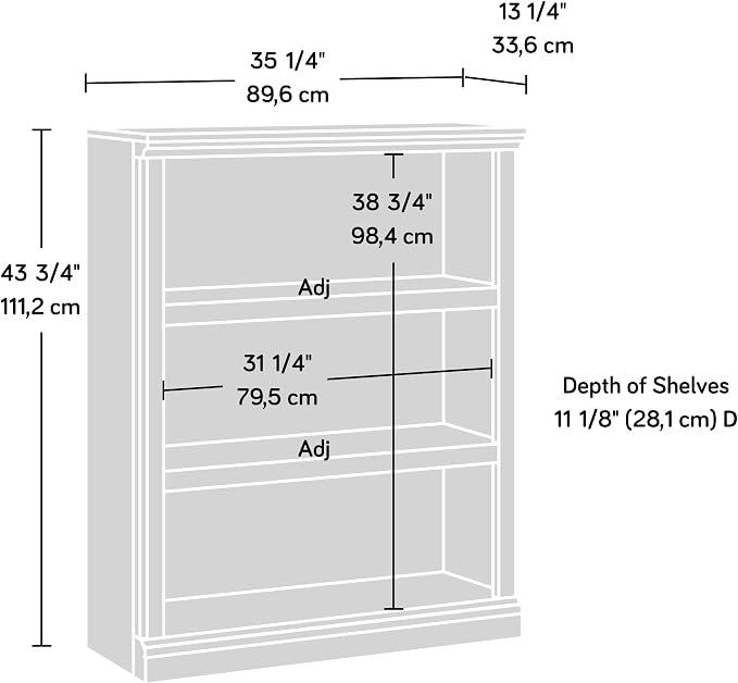 Sauder Miscellaneous Storage 3-Shelf Bookcase/ Book shelf, Select Cherry finish - Image 10