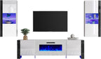 AMERLIFE 3 Piece Modern Wall Unit Entertainment Center Set, High Gloss 70" - Image 8