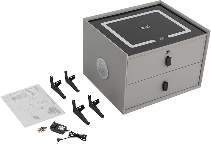 Smart Nightstand with Charging Station, Adjustable LED, USB Ports, Fingerprint - Image 9