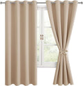 Blackout Curtains for Bedroom, 52 x 63 Inches Length Beige 2 Panels | Thermal by Hiasan