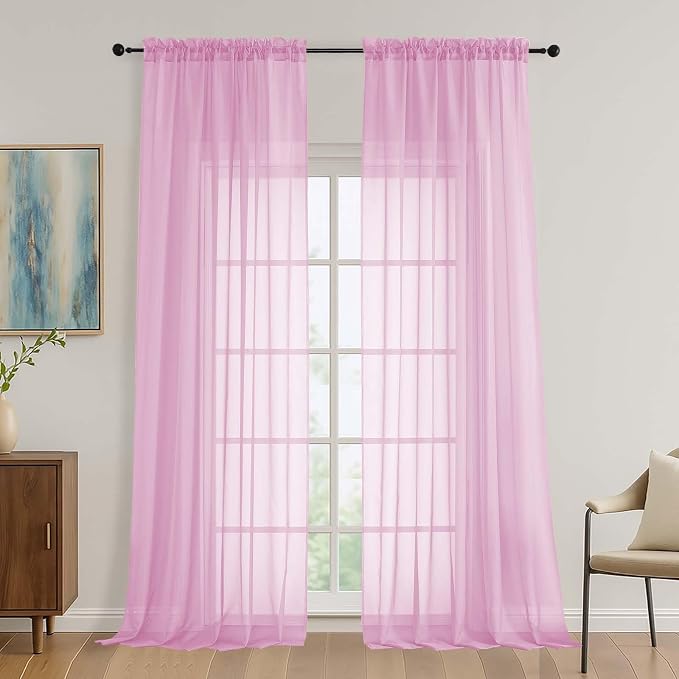 Light Pink Bedroom Curtains 96 Length by OVZME