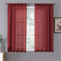 Tollpiz Short Sheer Curtain Linen Textured Bedroom Curtains Sheer Light by Tollpiz