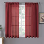 Tollpiz Short Sheer Curtain Linen Textured Bedroom Curtains Sheer Light by Tollpiz