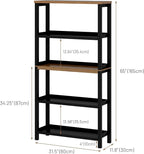 Vlsrka Wooden Bookshelf with Lights, 5 Tier Bookshelf with Storage, Tall - Image 2