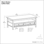 SIMPLIHOME Warm Shaker Solid Wood Transitional-Style 48-inch Wide Coffee Table - Image 13