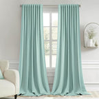 MIULEE Aqua Back Tab Blackout Curtains 52x108 Inch Long 2 Panels Set | Rod by MIULEE