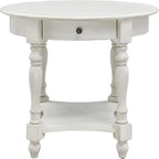 Oval End Table with Drawer, Solid Wood Sofa Side Storage Shelf, Traditional - Image 8