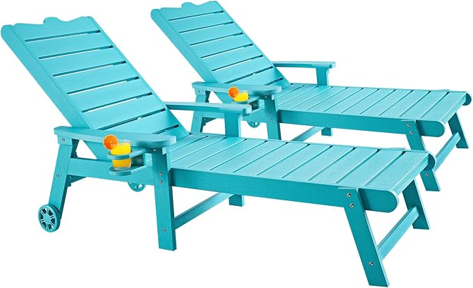 ONBRILL Patio Chaise Lounge Set of 2, Outdoor Lounge Chairs by ONBRILL