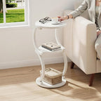 JUSTOGO Small Round Side Table, 3-Tier End Table - Image 2