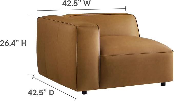 Modway Auren Vegan Leather Left Modular Armchair in Camel - Image 3