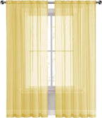 SpaceDresser Basic Rod Pocket Sheer Voile Window Curtain Panels Yellow 1 Pair 2 - Image 4
