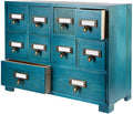 Apothecary Cabinet with 10 Drawers & Labels Rustic Library Card Catalog Cabinet by PACKGILO