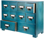 Apothecary Cabinet with 10 Drawers & Labels Rustic Library Card Catalog Cabinet by PACKGILO