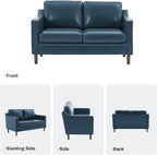 Kingfun 56" Faux Leather Sofa, Loveseat Couch, Mid Century Modern Love Seat - Image 6