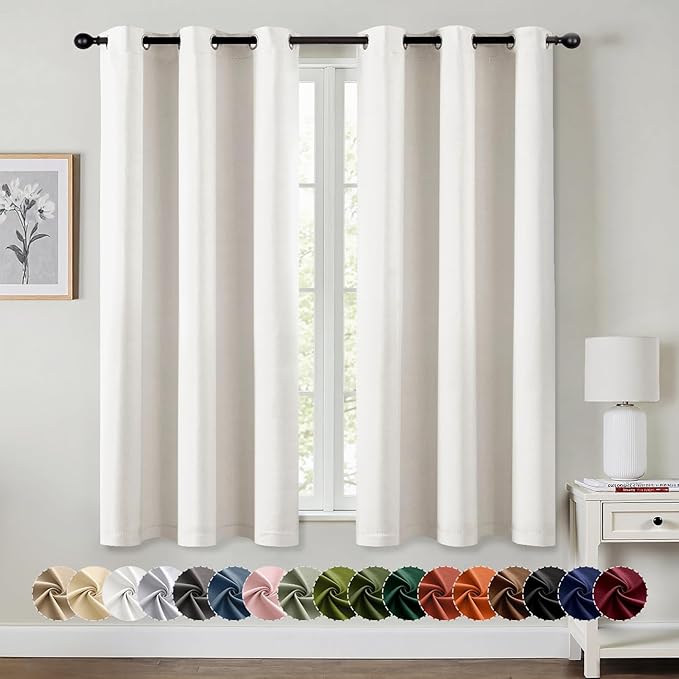 MIULEE Blackout Curtains for Bedroom 2 Panels 40 x 63 Inch Long Ivory | Thermal by MIULEE