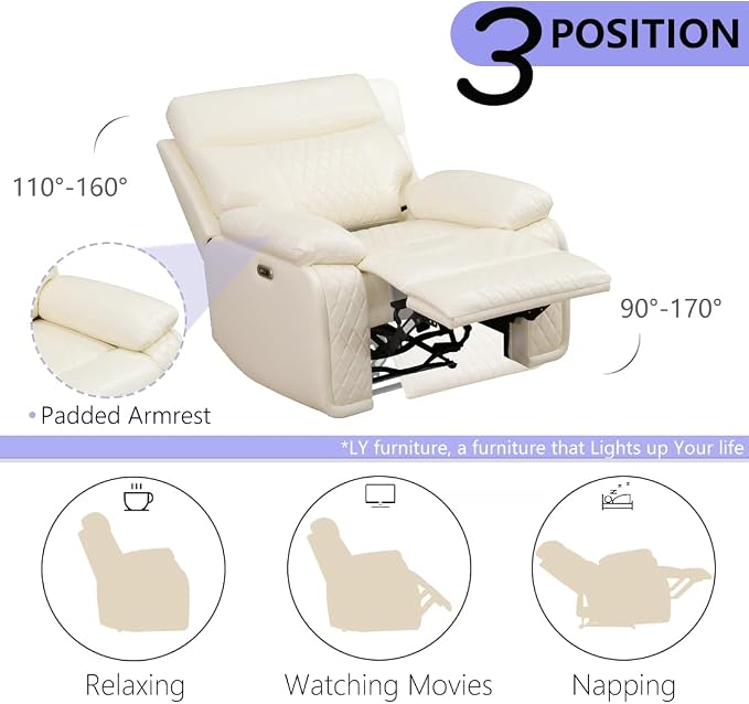 Power Recliner Loveseat, Living Room Furniture Sets, Breathing Leather - Image 5