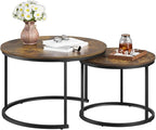 Smuxee Rustic Nesting Coffee Table Set of 2, 27.6" Round Coffee Table Wooden - Image 8