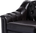 LEVNARY Chesterfield Loveseat Leather, Upholstered Sofa - Image 6