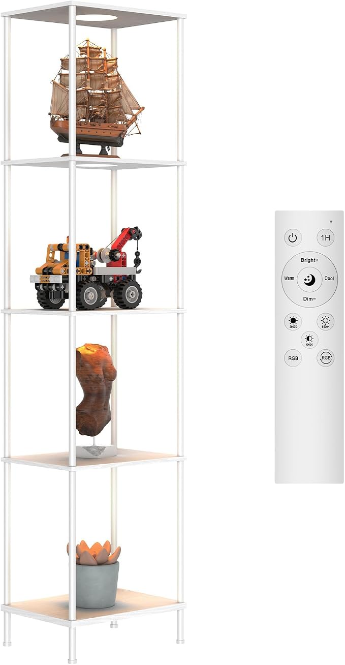 Display Shelf with RGBCW Light, Color Changing Curio Cabinet Floor Lamp with - Image 8