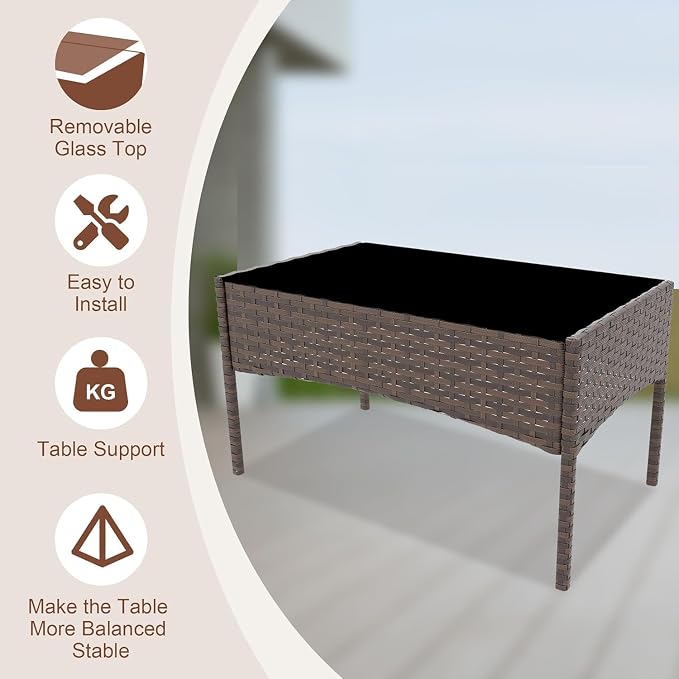 4-Piece Outdoor Furniture Set, PE Rattan Wicker Chairs - Image 7