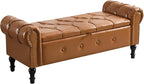 Storage Bench for Bedroom, Faux Leather 51" End of Bed Bench, Queen Size Bench - Image 9