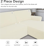 PureFit Stretch Sectional Couch Covers 2 pcs Non Slip L Shape Sofa Cover | - Image 4