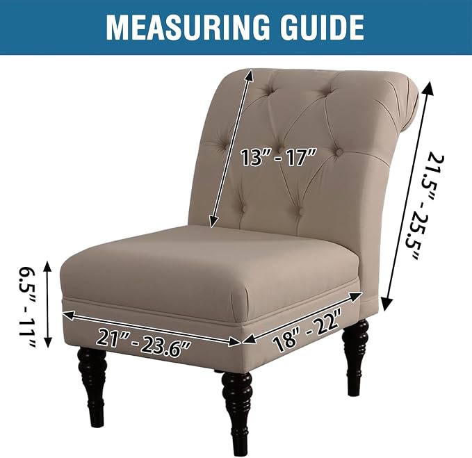 H.VERSAILTEX Armless Accent Chair Covers Thick Velvet Armless Chair Slipcovers - Image 3