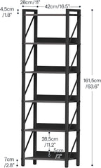 HOOBRO Bookshelf, 6-Tier Industrial Bookcase, Book Shelf Storage Organizer - Image 3
