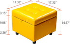 H&B Luxuries Tufted Leather Square Flip Top Storage Ottoman Cube Foot Rest - Image 3