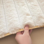Creamy White Rabbit Striped Plush Rug 2'x3', Fluffy Faux Fur Shaggy Area Rug - Image 3
