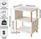 Aibiju White Night Stand with Open Storage Shelf, Wood Nightstand S Shape - Image 3