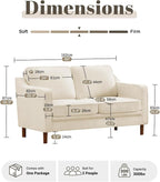 Kingfun 56" Chenille Sofa, Loveseat Couch, Mid Century Modern Love Seat Couches - Image 2