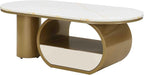 Modern Oval Coffee Table, 47.24" White Faux Marble Coffee Table - Image 8