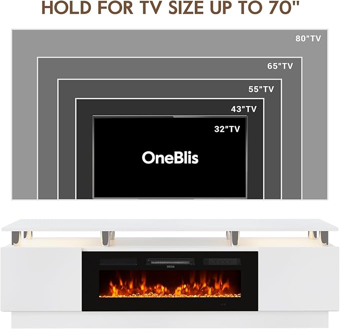 70" TV Stand & Entertainment Center, Media Console - Image 5